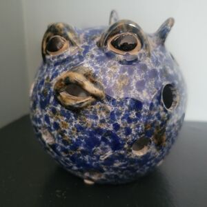 Blue Ceramic Fish Sculpture